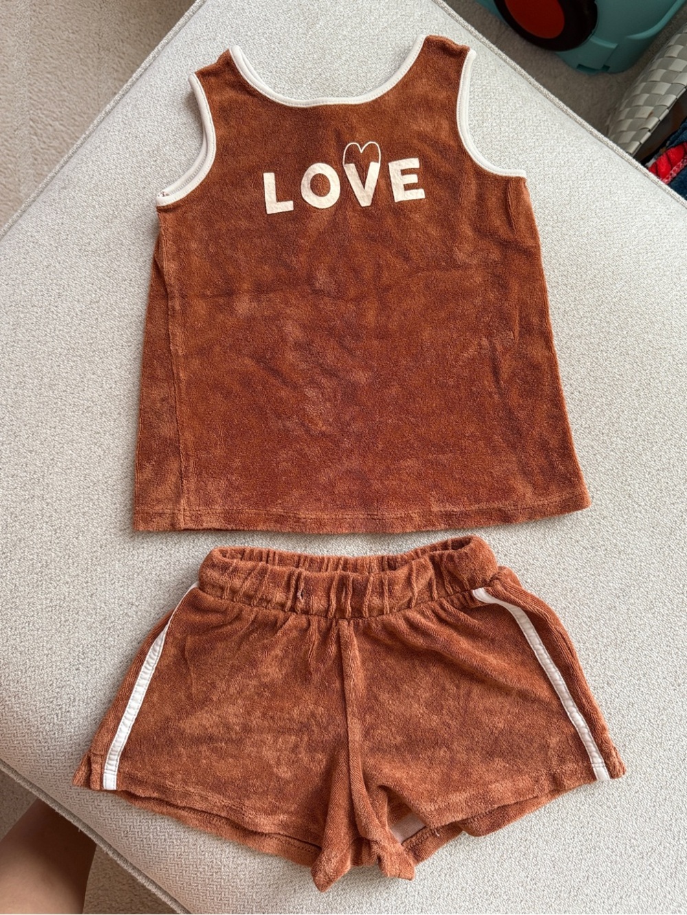 Kids Brown 'LOVE' Tank & Shorts Set